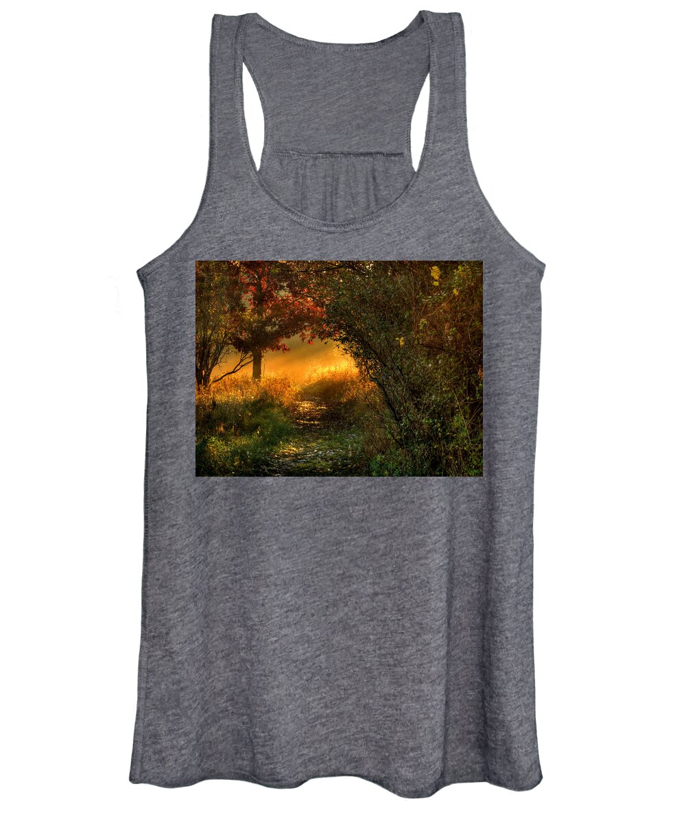 Path Women's Tank Top featuring the photograph Lighted Path by Thomas Young