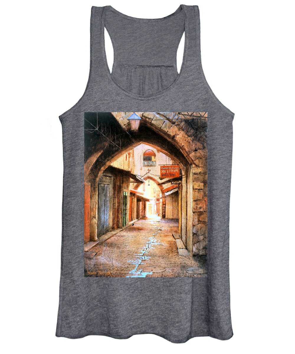 Biblical Women's Tank Top featuring the painting Look Who is Coming by Graham Braddock