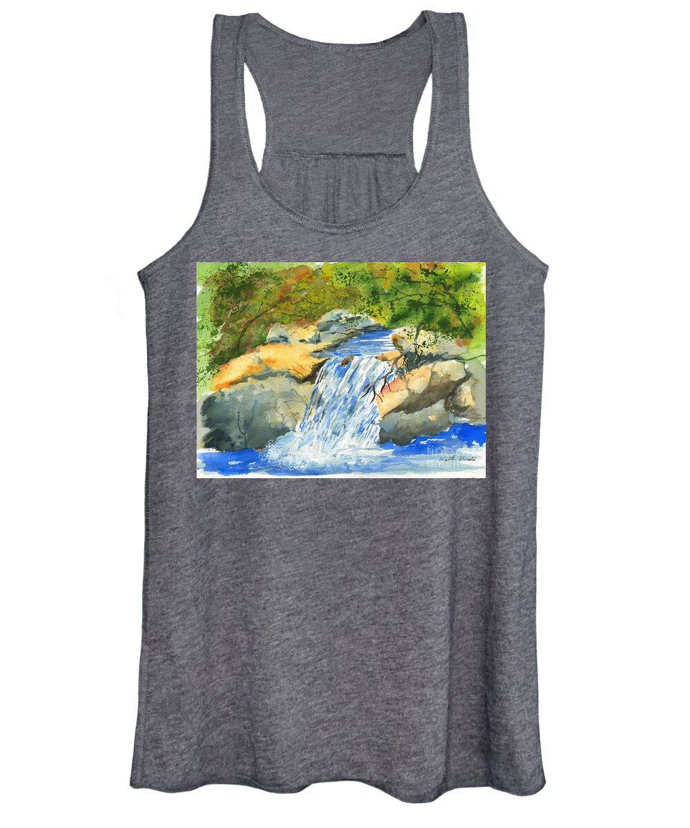 Burch Creek Women's Tank Top featuring the painting Lower Burch Creek by Walt Brodis