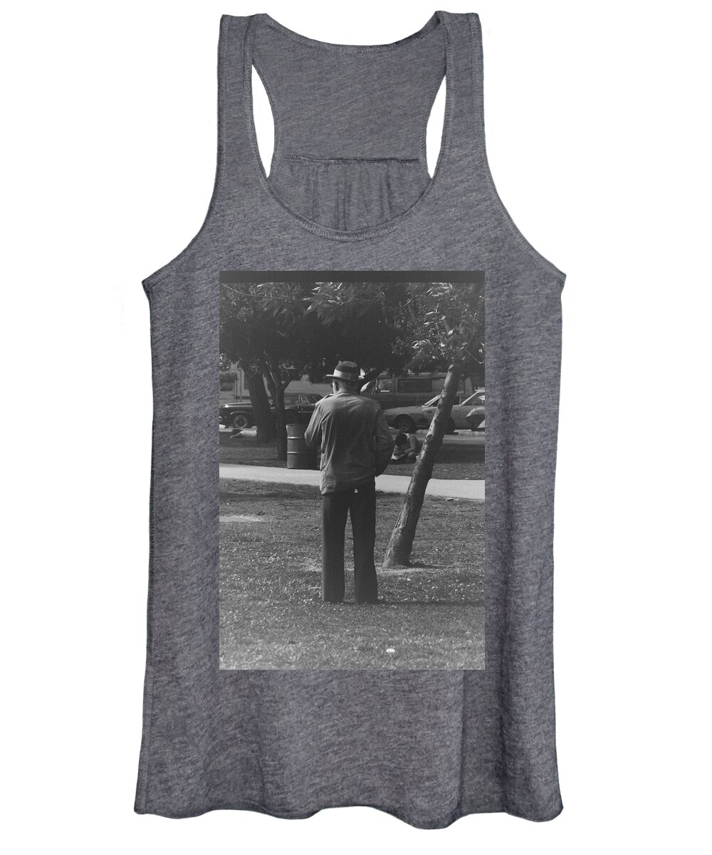 Senior Women's Tank Top featuring the photograph Man in park by Karl Rose