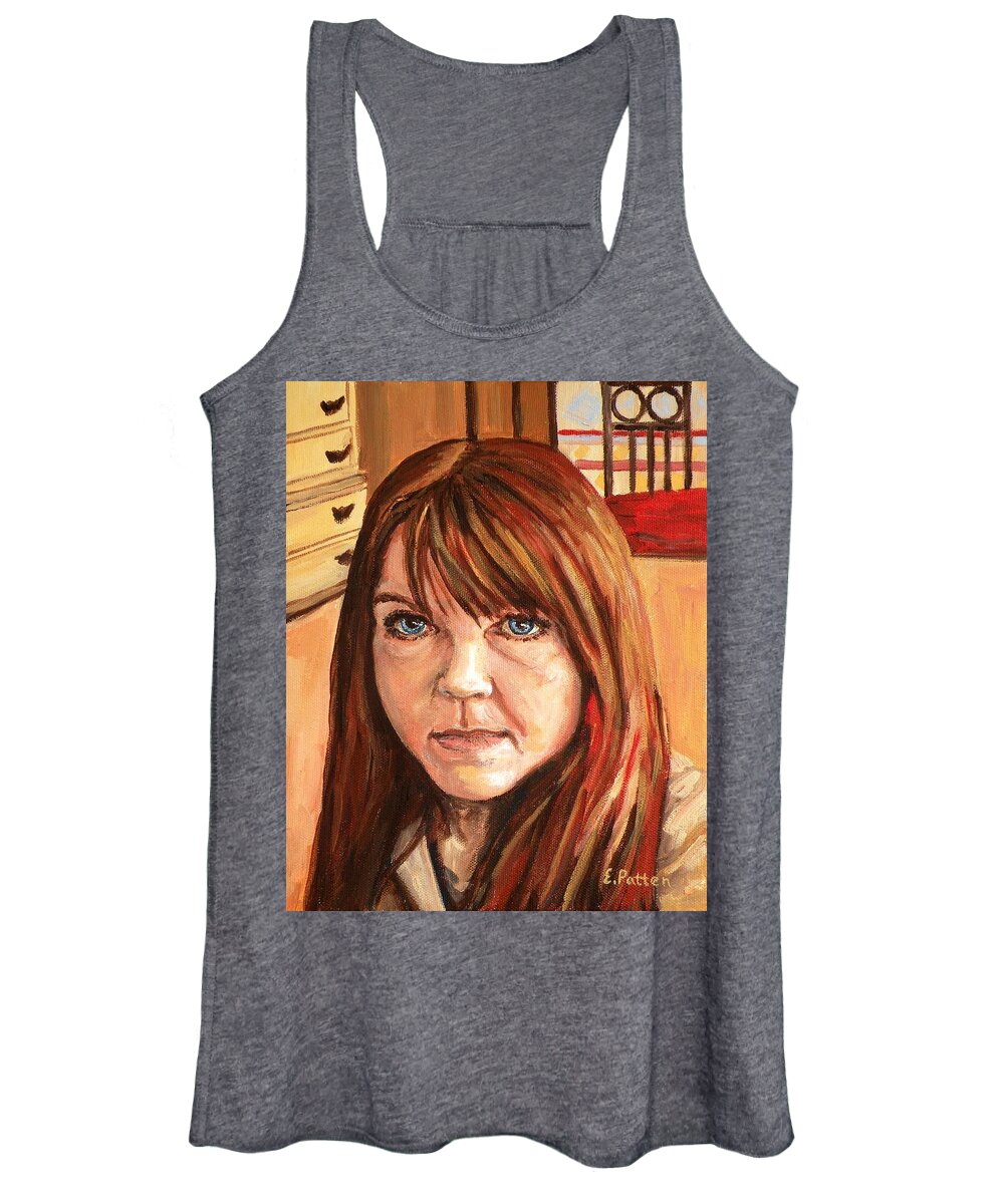 Portrait Women's Tank Top featuring the painting Me Myself And Eileen by Eileen Patten Oliver