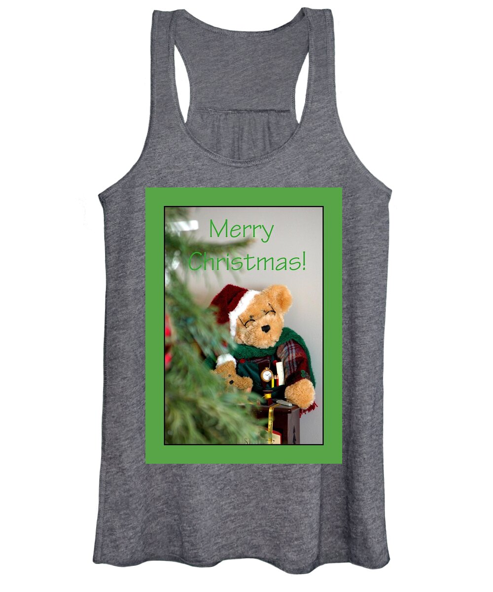 Celebrate Women's Tank Top featuring the photograph Merry Christmas Bear 0722 by Jerry Sodorff