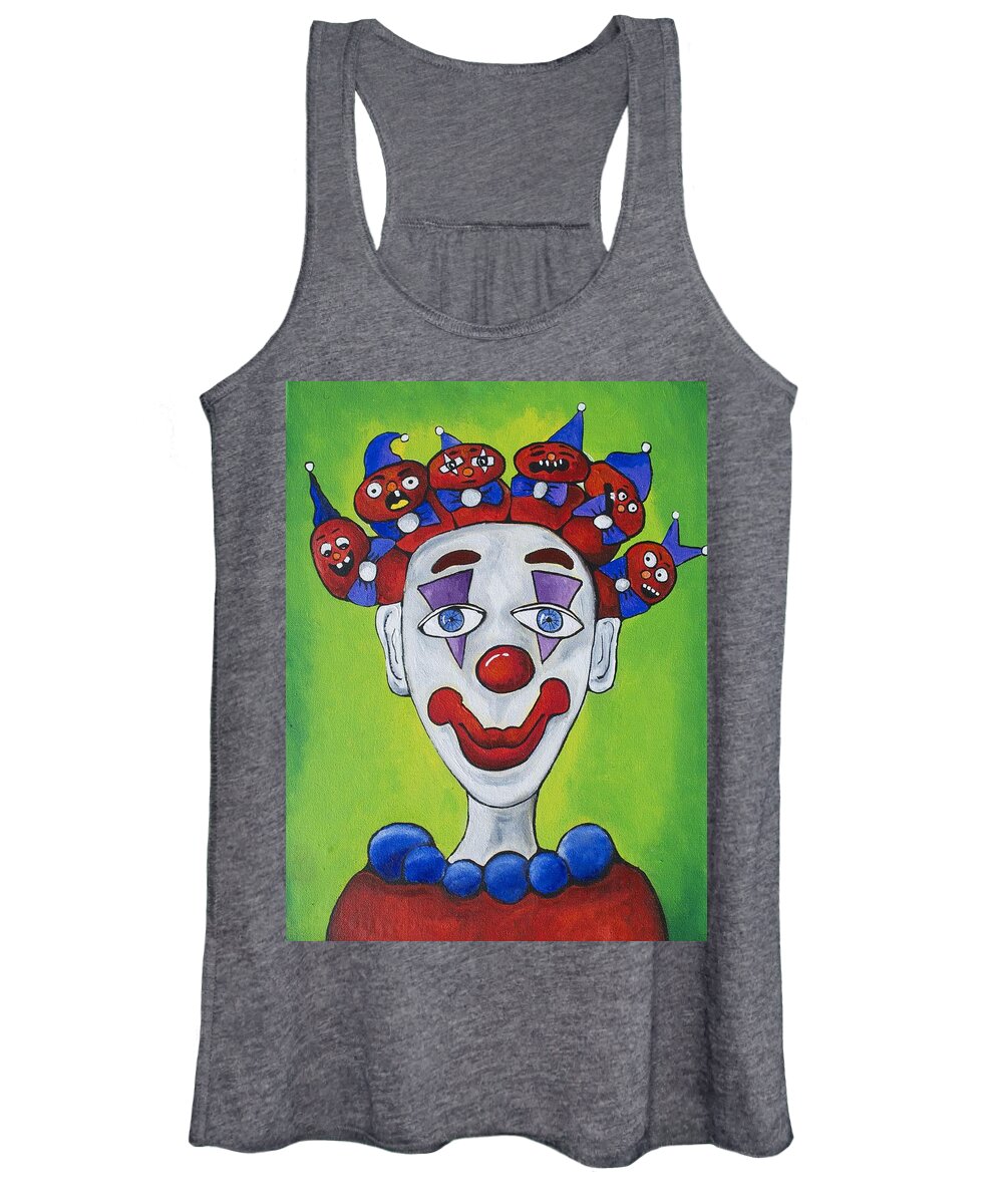 Circus Women's Tank Top featuring the painting Miss.Curly Clown by Patricia Arroyo