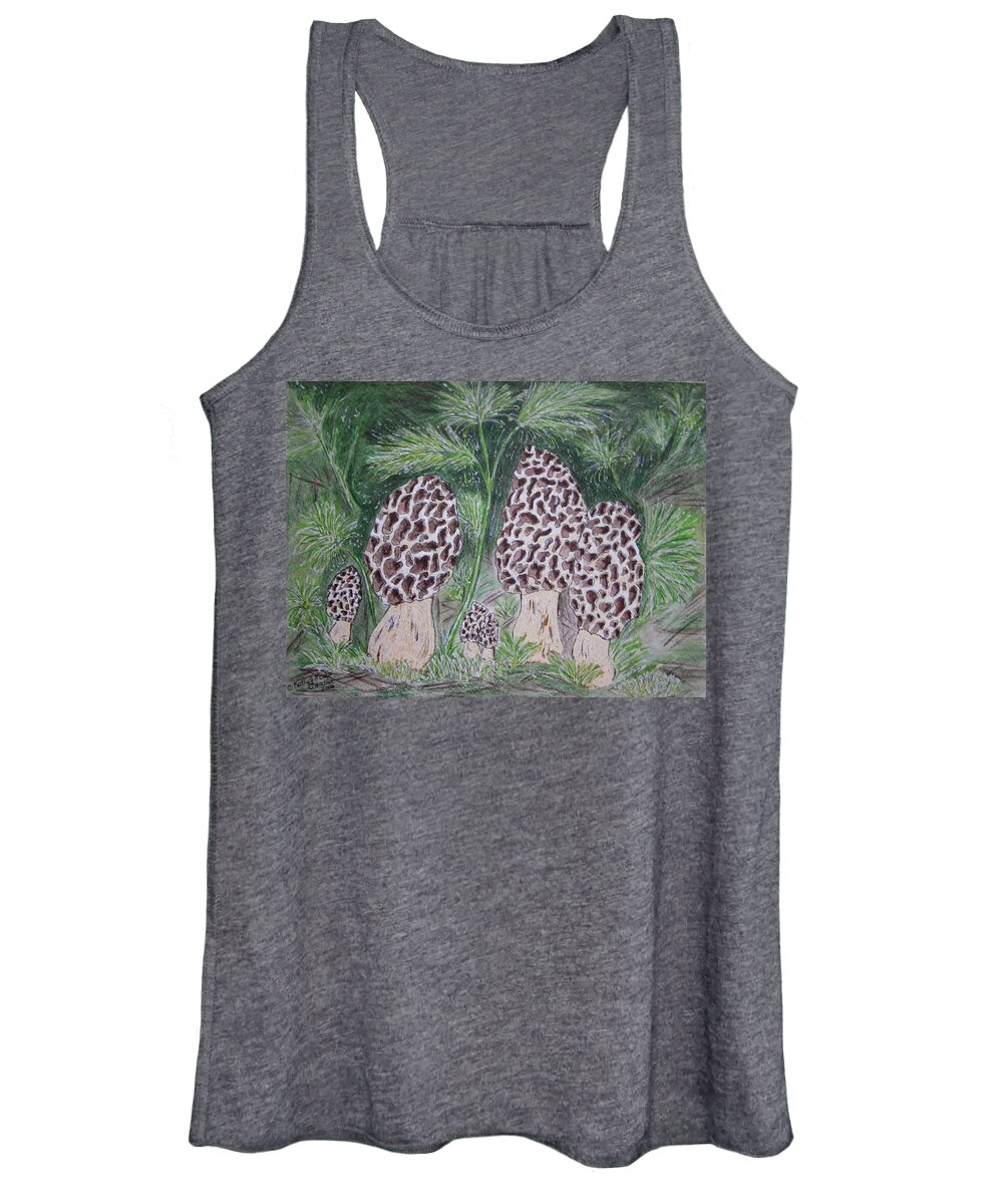 Morel Women's Tank Top featuring the painting Morel Mushrooms by Kathy Marrs Chandler
