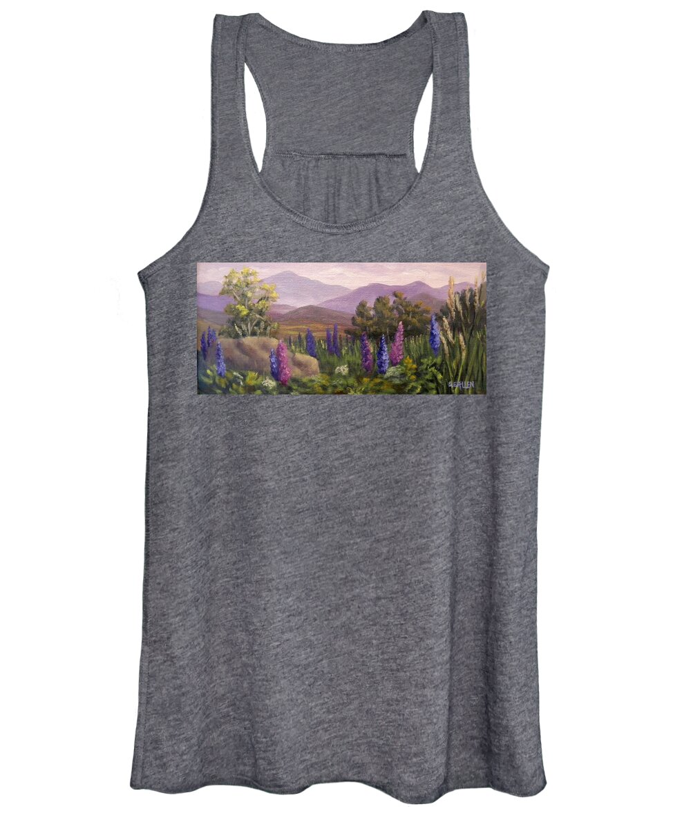 Lupines Women's Tank Top featuring the painting Morning Lupines by Sharon E Allen