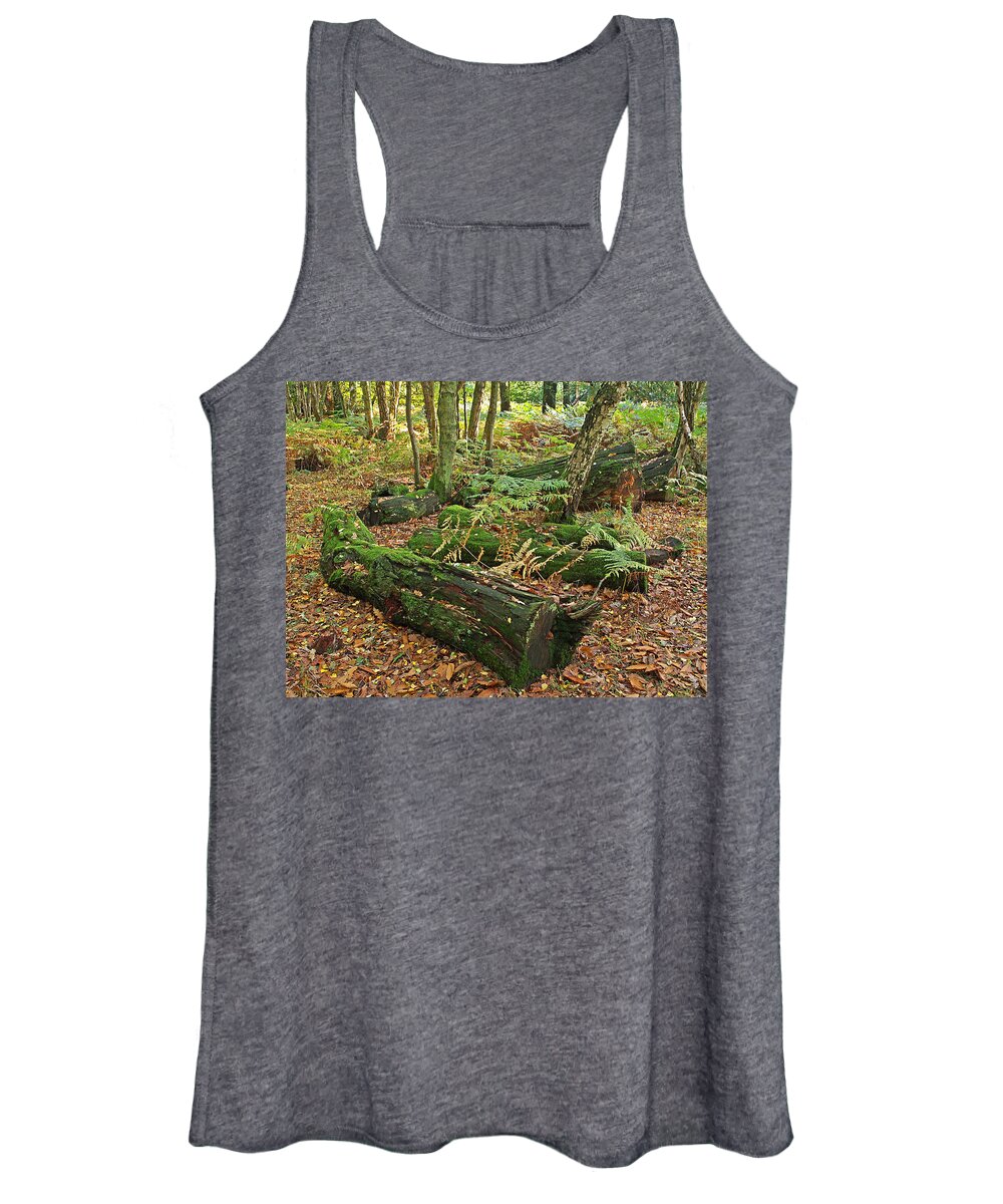 Fall Women's Tank Top featuring the photograph Moss Covered Logs On The Forest Floor by Gill Billington