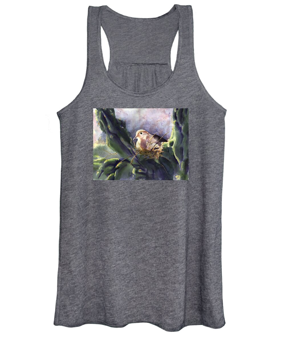 Doves Women's Tank Top featuring the painting Patience is a Virtue by Maria Hunt