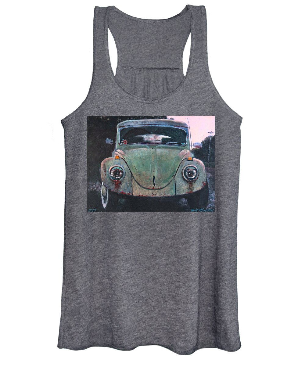 Vw Women's Tank Top featuring the painting My Bug by Blue Sky