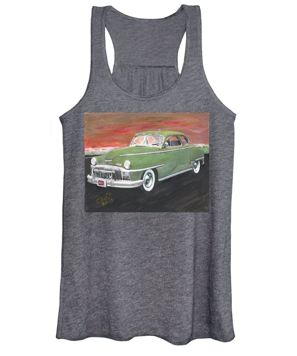 1947 Desoto Women's Tank Top featuring the painting My First Car by Cliff Wilson