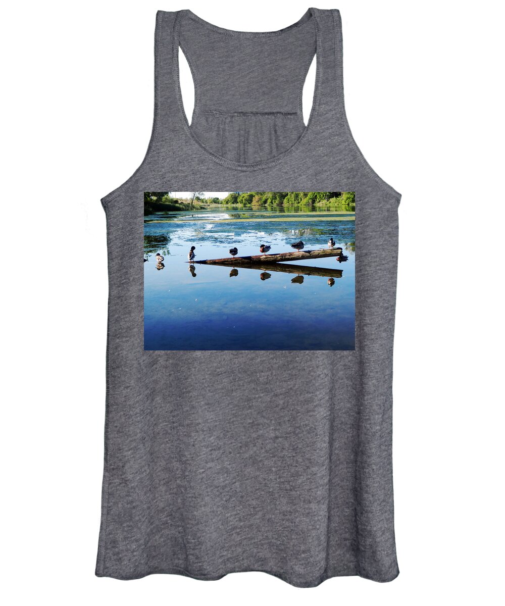 Ducks Women's Tank Top featuring the photograph Napping Ducks by Zinvolle Art