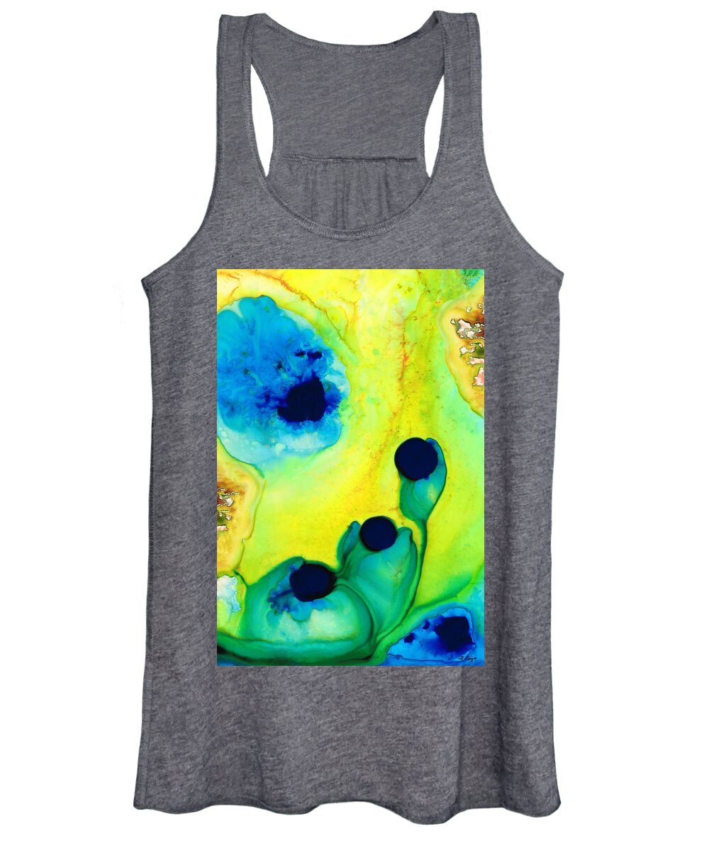 Green Women's Tank Top featuring the painting New Life - Green and Blue Art by Sharon Cummings by Sharon Cummings