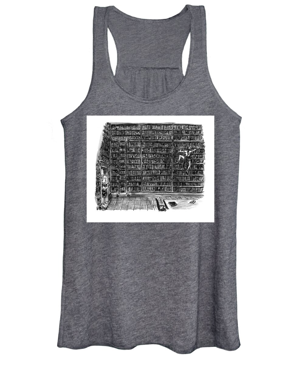 (a Librarian Watches As A Young Woman Climbs The Shelves Of The Library Without Using A Ladder.)
(huge Library Room Women's Tank Top featuring the drawing New Yorker October 10th, 1994 by Warren Miller