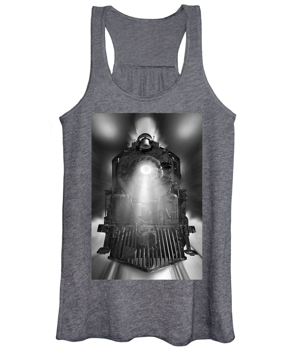 Transportation Women's Tank Top featuring the photograph Night Train On The Move by Mike McGlothlen
