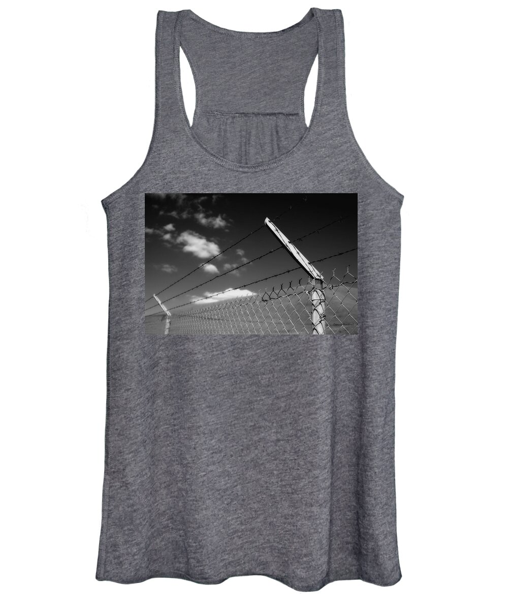 Black And White Women's Tank Top featuring the photograph No Future Here by Donna Blackhall