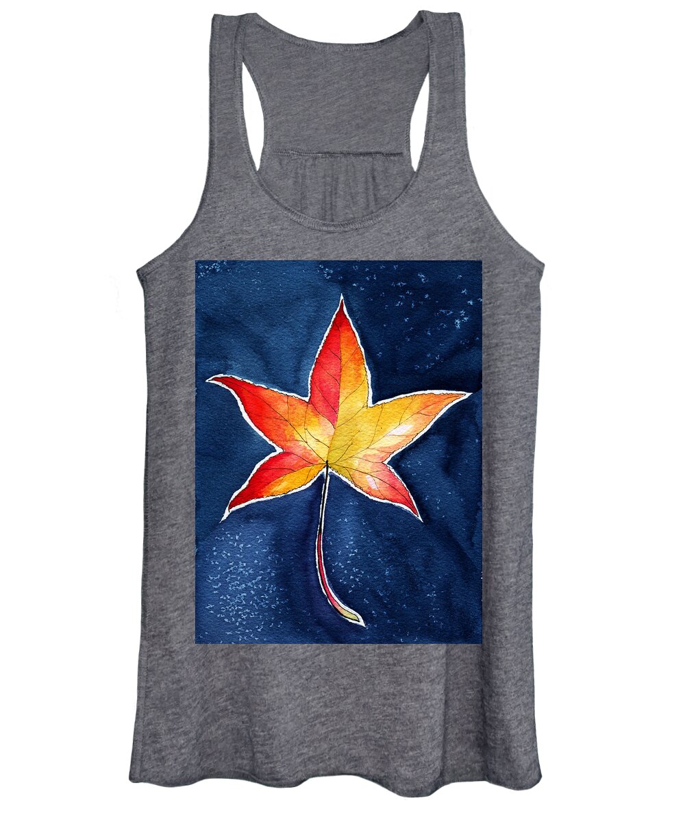 Red Women's Tank Top featuring the painting October Night by Katherine Miller