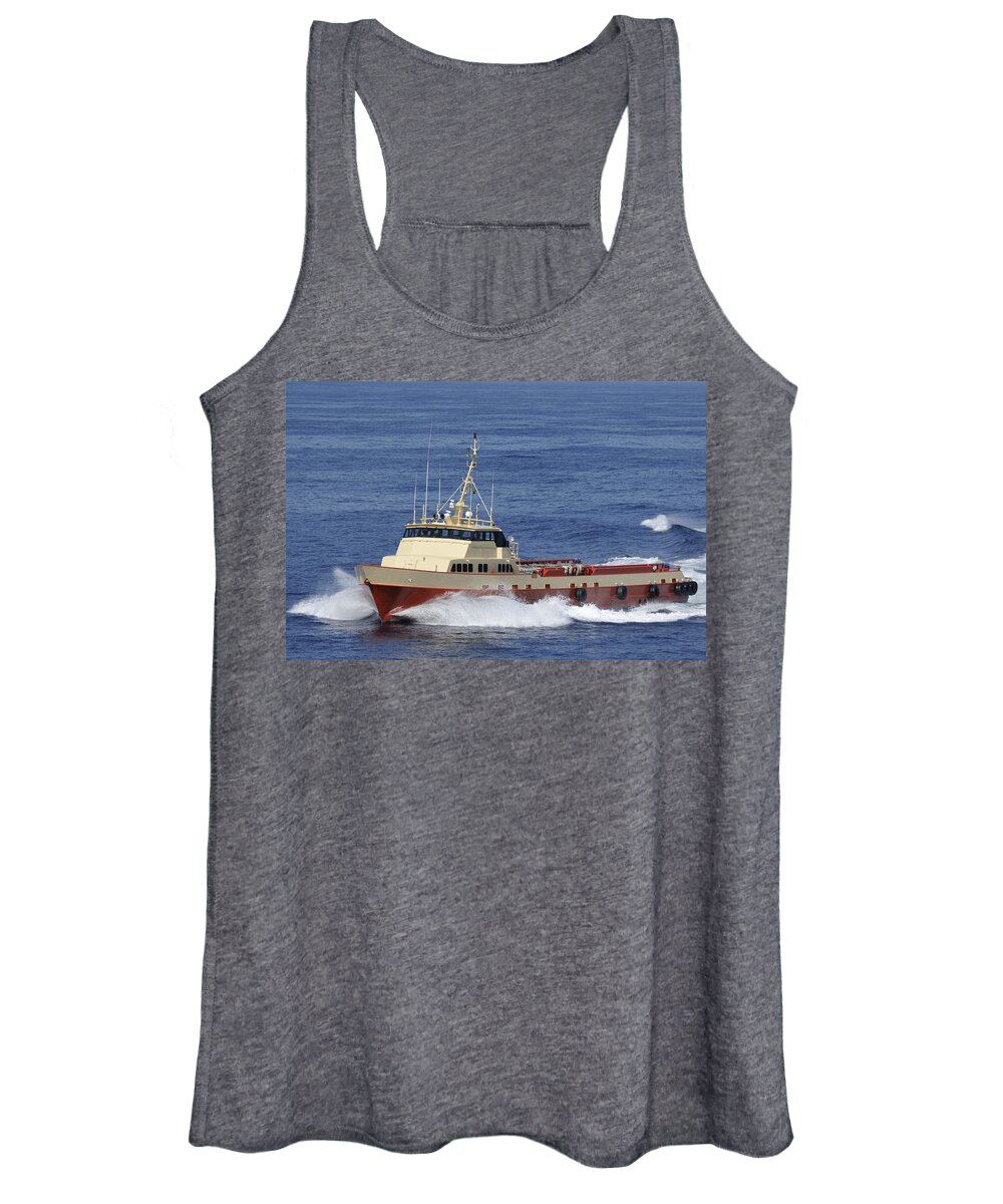 Crew Boat Women's Tank Top featuring the photograph Offshore supply vessel by Bradford Martin