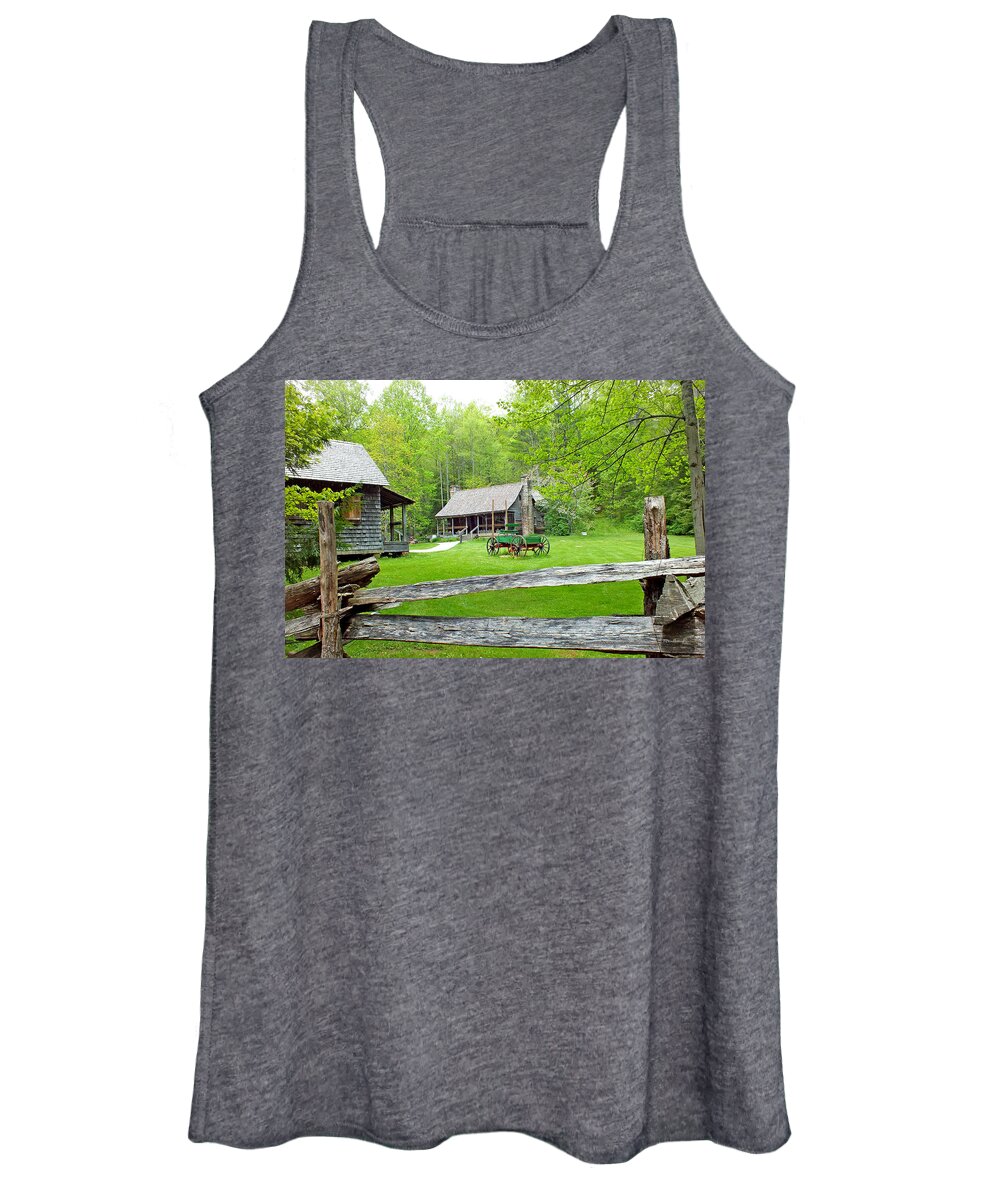 Duane Mccullough Women's Tank Top featuring the photograph Old Cabins at the Cradle of Forestry by Duane McCullough