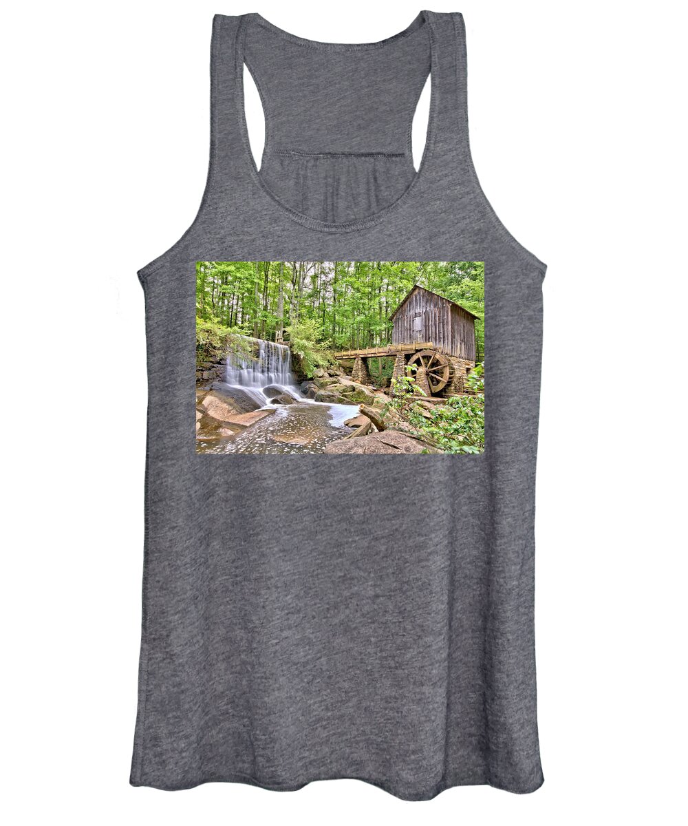 8650 Women's Tank Top featuring the photograph Old Lefler Grist Mill by Gordon Elwell
