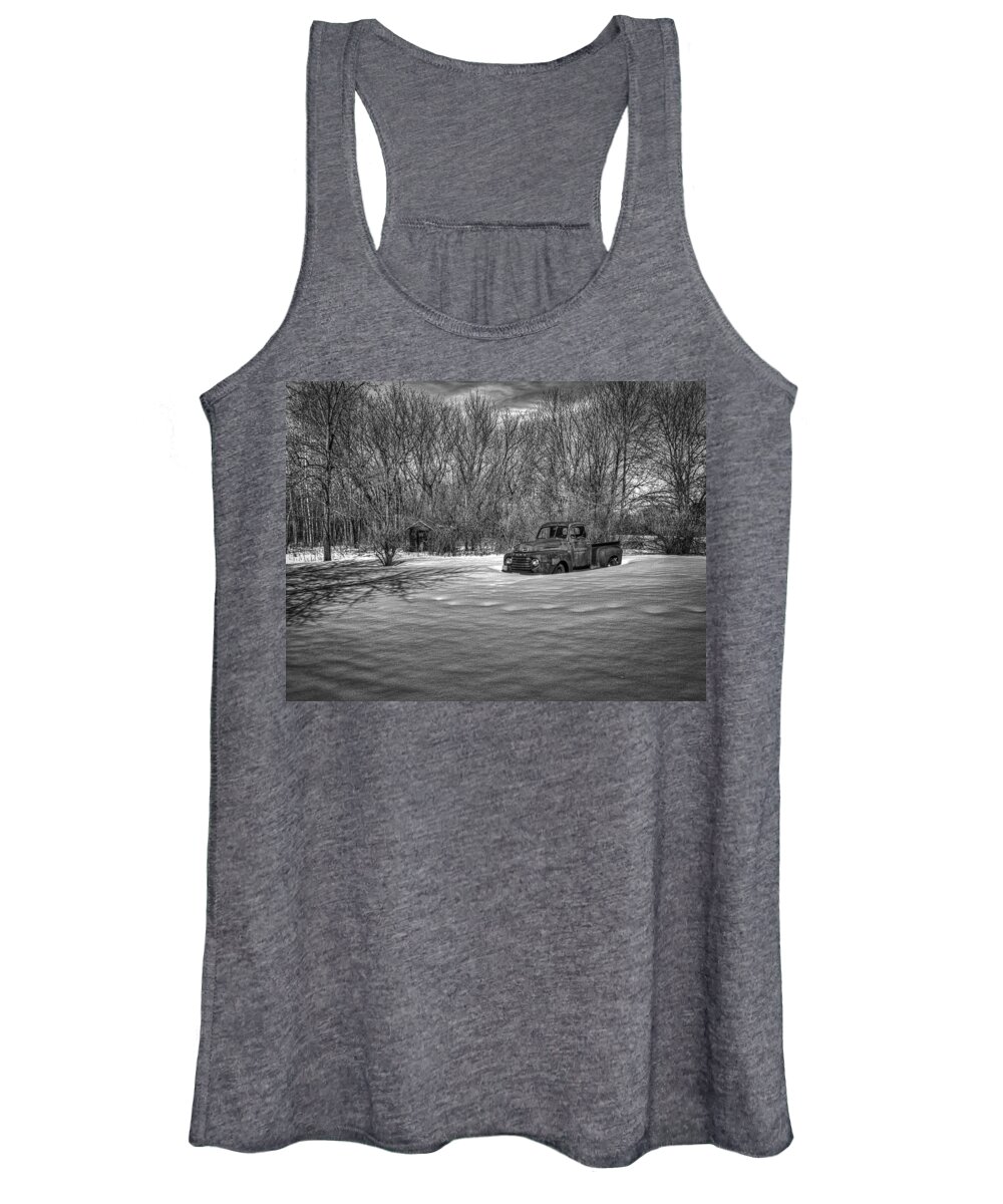 Ford Truck Women's Tank Top featuring the photograph Old Timer In The Snow by Thomas Young