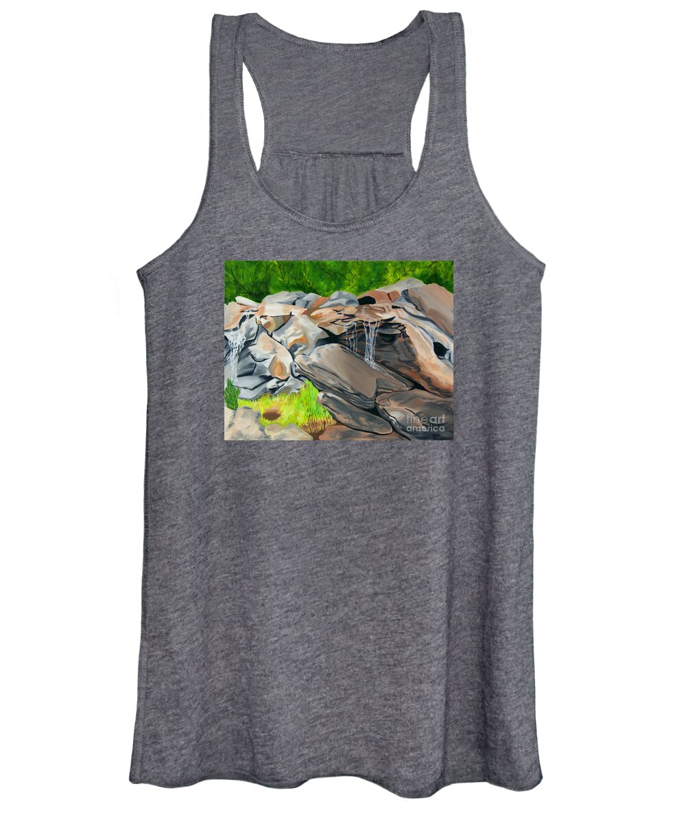 On The Rocks By Annette M Stevenson Women's Tank Top featuring the painting On The Rocks by Annette M Stevenson