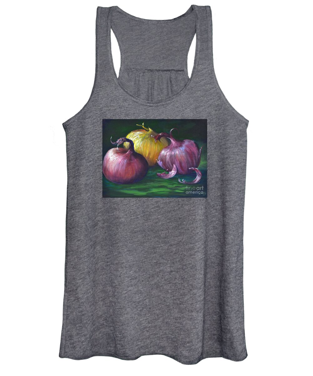 Still Life Painting Women's Tank Top featuring the painting Onions by AnnaJo Vahle