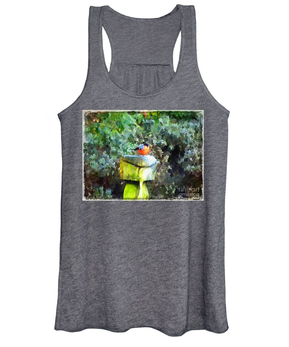 Art Women's Tank Top featuring the painting Painted Bullfinch S1 by Vix Edwards