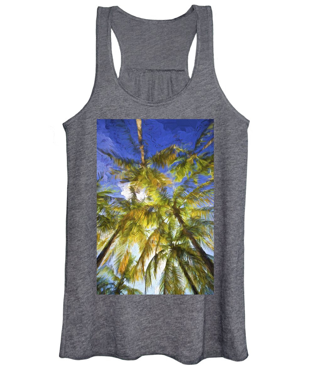 Abstract Women's Tank Top featuring the painting Palm Trees of Aruba by David Letts