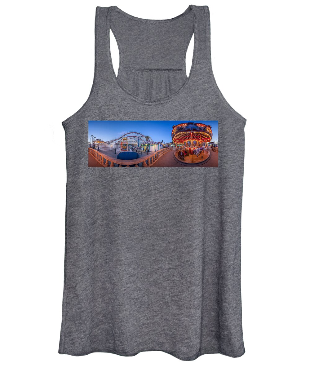 Amusement Park Women's Tank Top featuring the photograph Panorama Giant Dipper goes 360 round and round by Scott Campbell