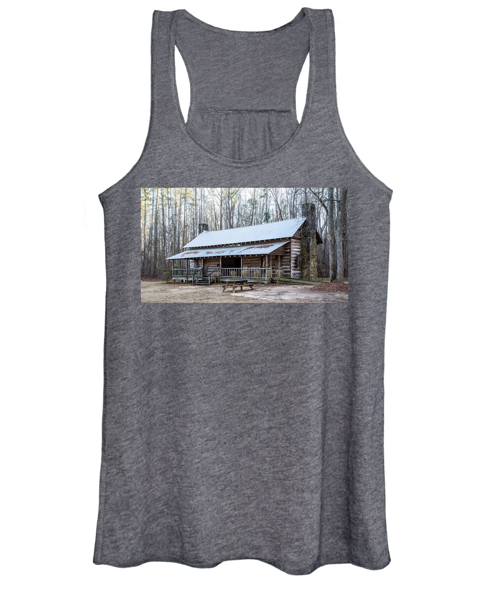 Log Women's Tank Top featuring the photograph Park Ranger Cabin by Charles Hite