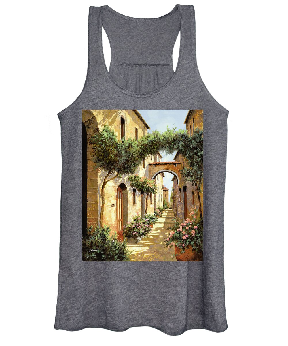 Landscape Women's Tank Top featuring the painting Passando Sotto L'arco by Guido Borelli