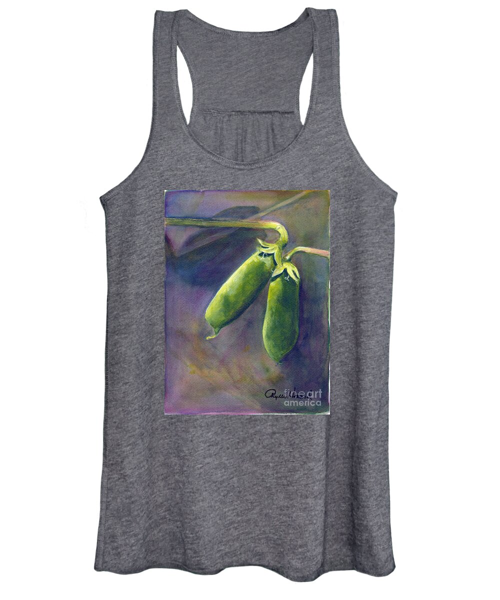 Nature Women's Tank Top featuring the painting Peas on the Vine by Phyllis Howard