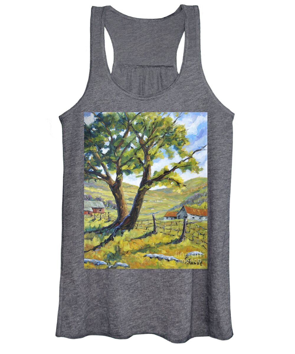 Canadian Landscape Created By Richard T Pranke Women's Tank Top featuring the painting Picnic with a View by Prankearts by Richard T Pranke