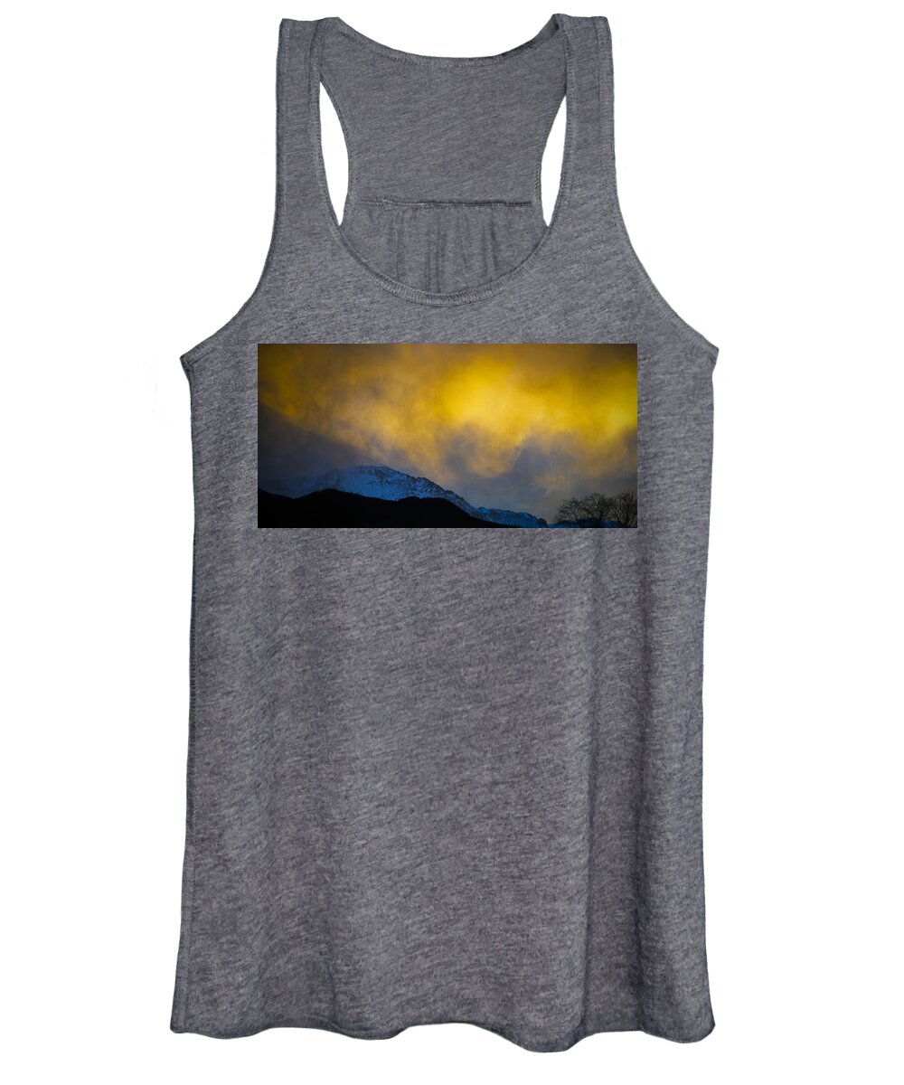 Pike's Peak Snow At Sunset Women's Tank Top featuring the photograph Pike's Peak snow at sunset by Greg Reed