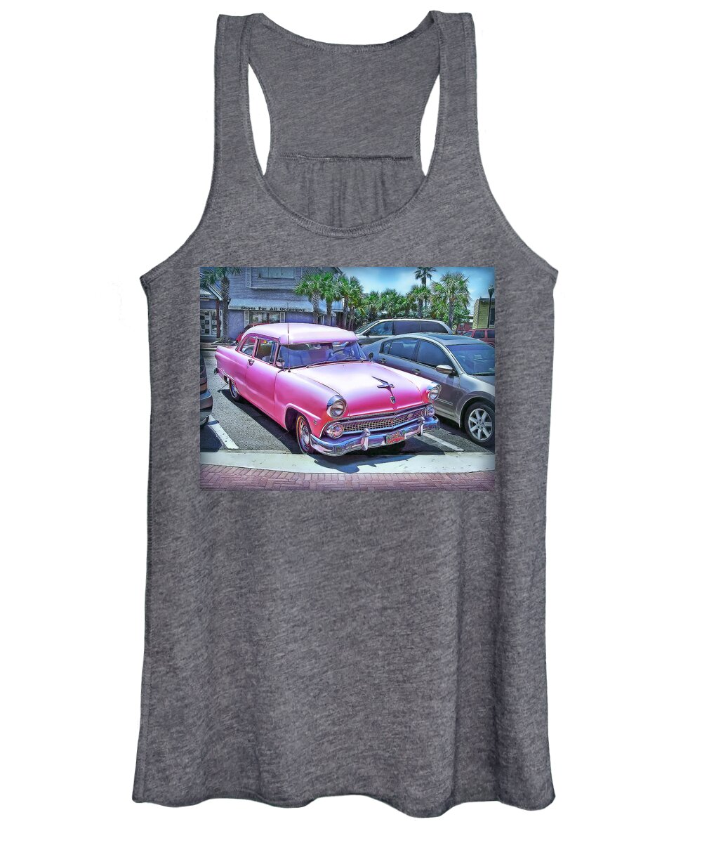 Ford Women's Tank Top featuring the photograph Pink Beauty in the Parking-Lot by Hanny Heim