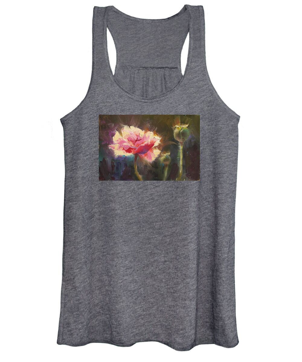 Karen Women's Tank Top featuring the painting Poppy Glow by K Whitworth