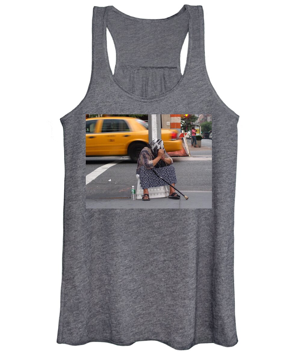 Homeless Woman Women's Tank Top featuring the photograph NYC Privacy Please by Cleaster Cotton