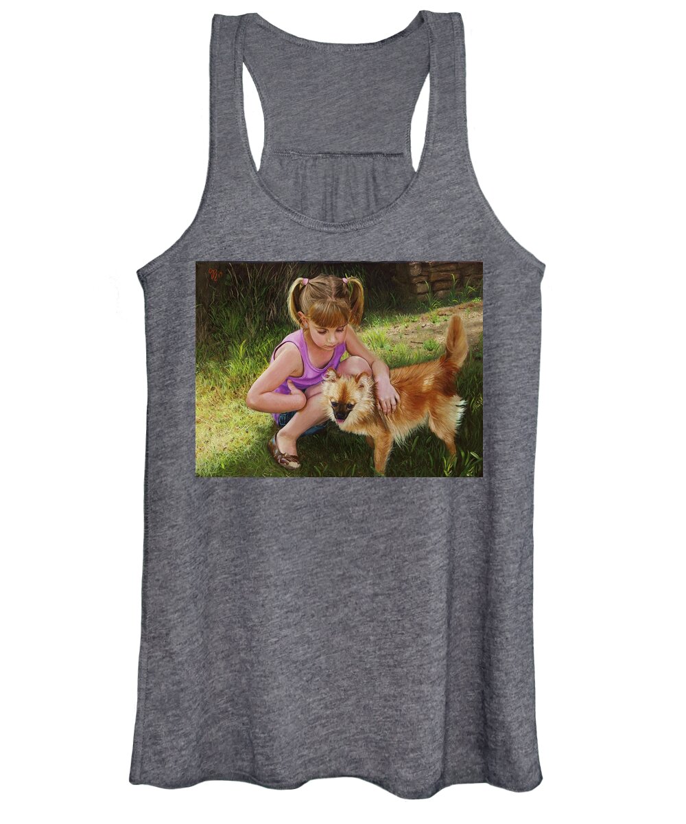 Puppy Women's Tank Top featuring the painting Puppy Love by Glenn Beasley