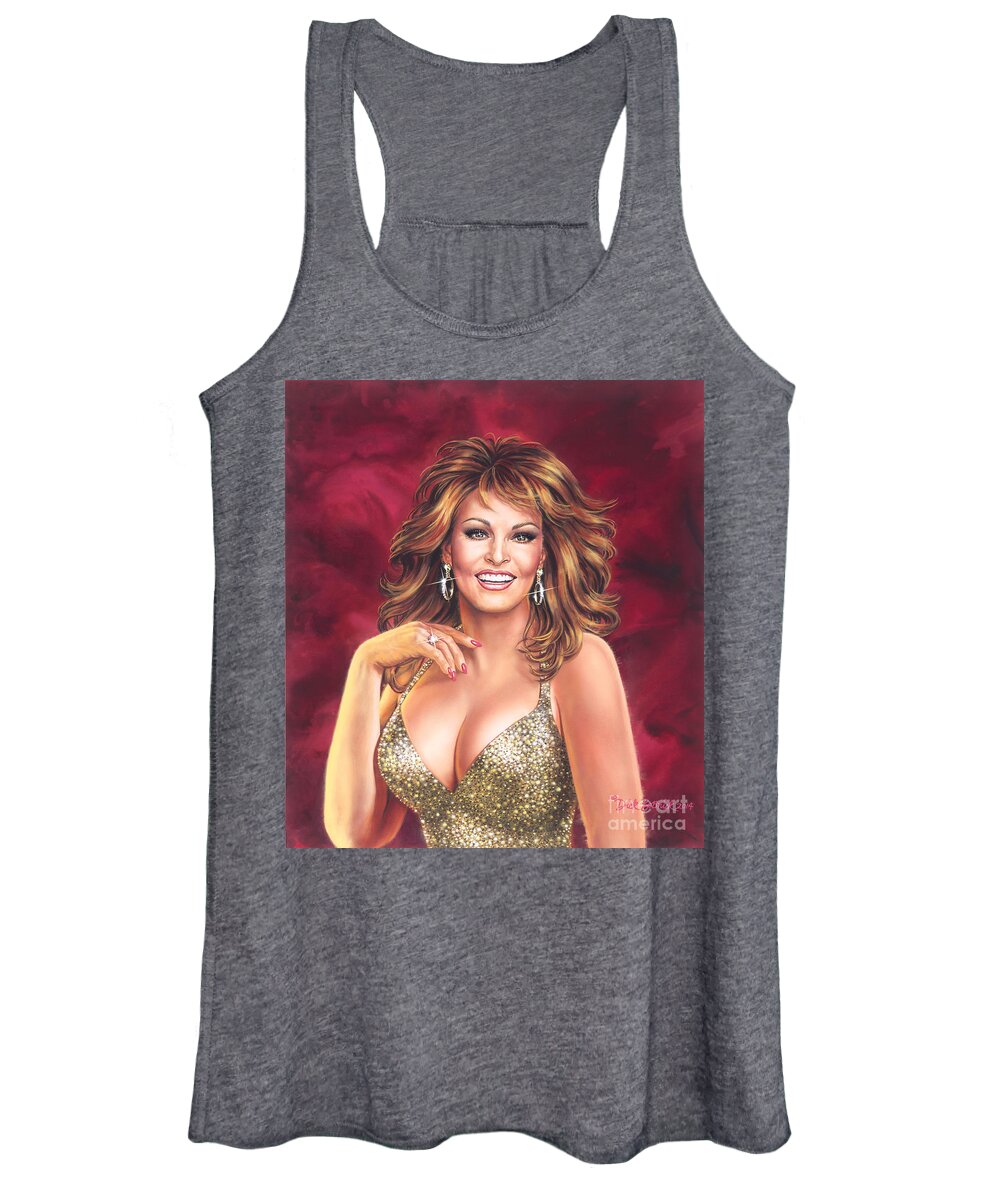 Raquel Welch Women's Tank Top featuring the painting Raquel Welch by Dick Bobnick
