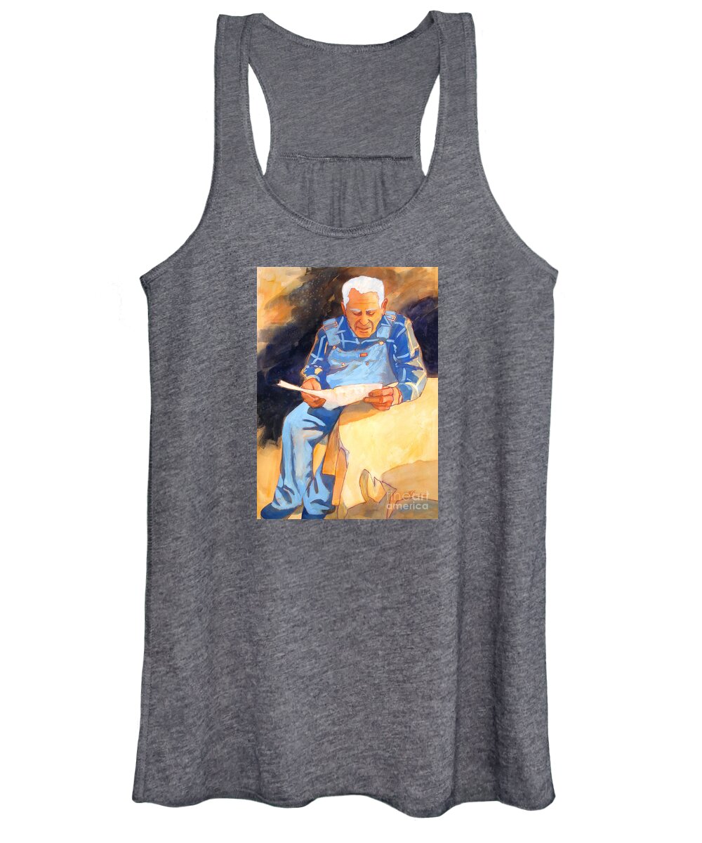Paintings Women's Tank Top featuring the painting Reading Time by Kathy Braud
