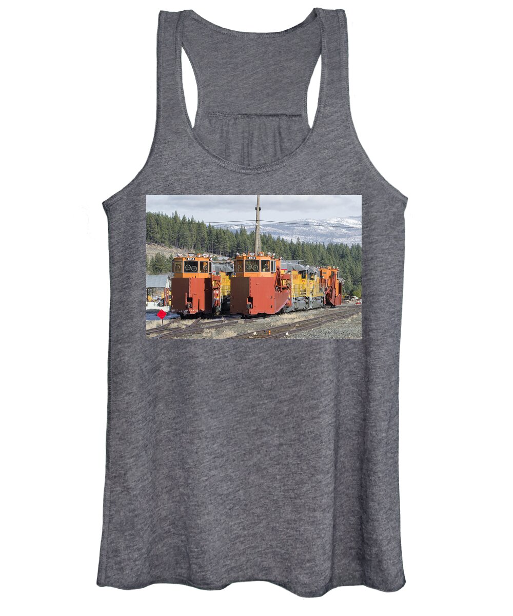 Artistic Women's Tank Top featuring the photograph Ready for More Snow at Donner Pass by Jim Thompson