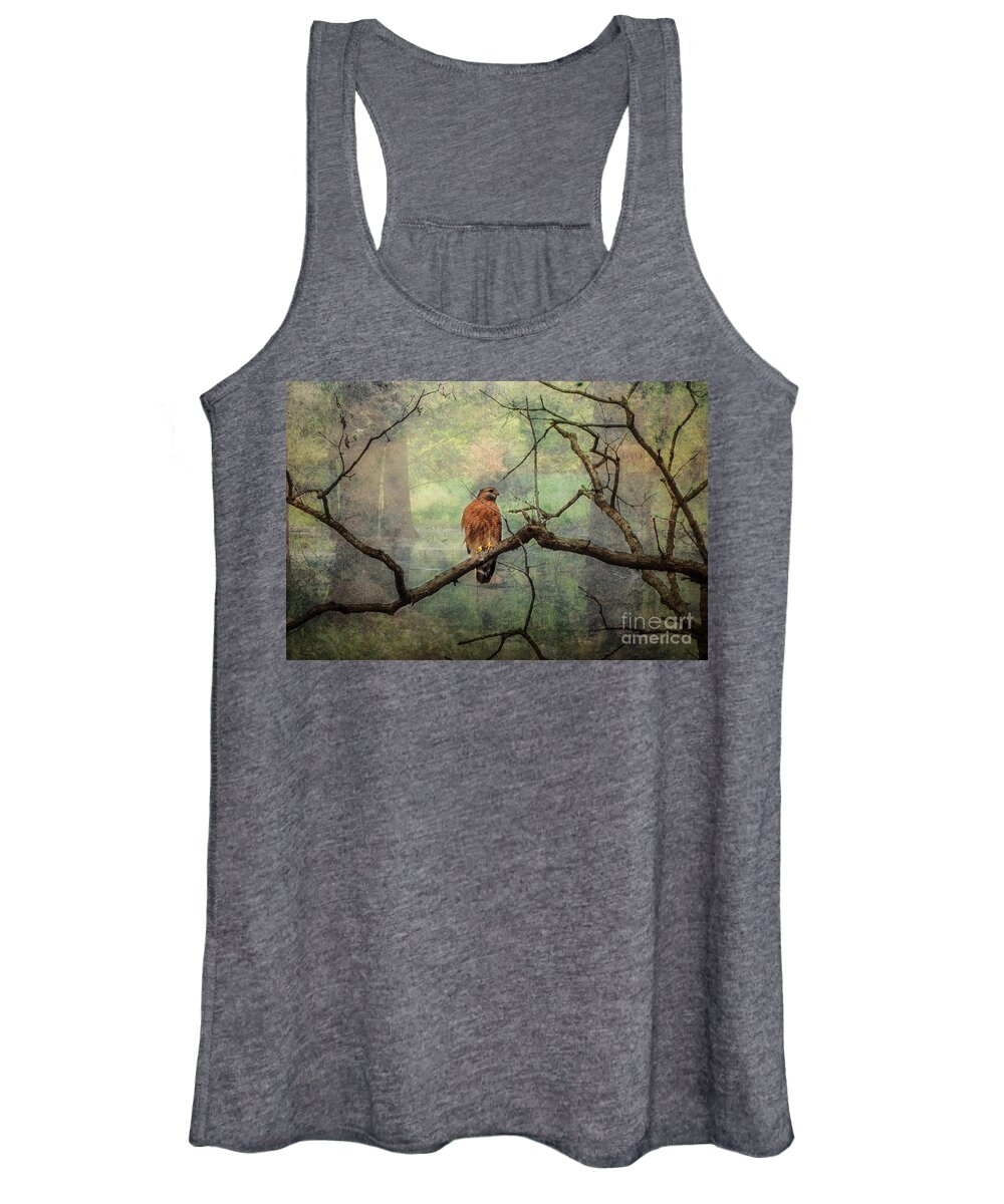 Landscape Women's Tank Top featuring the photograph Red Shoulder Hawk by Peggy Franz