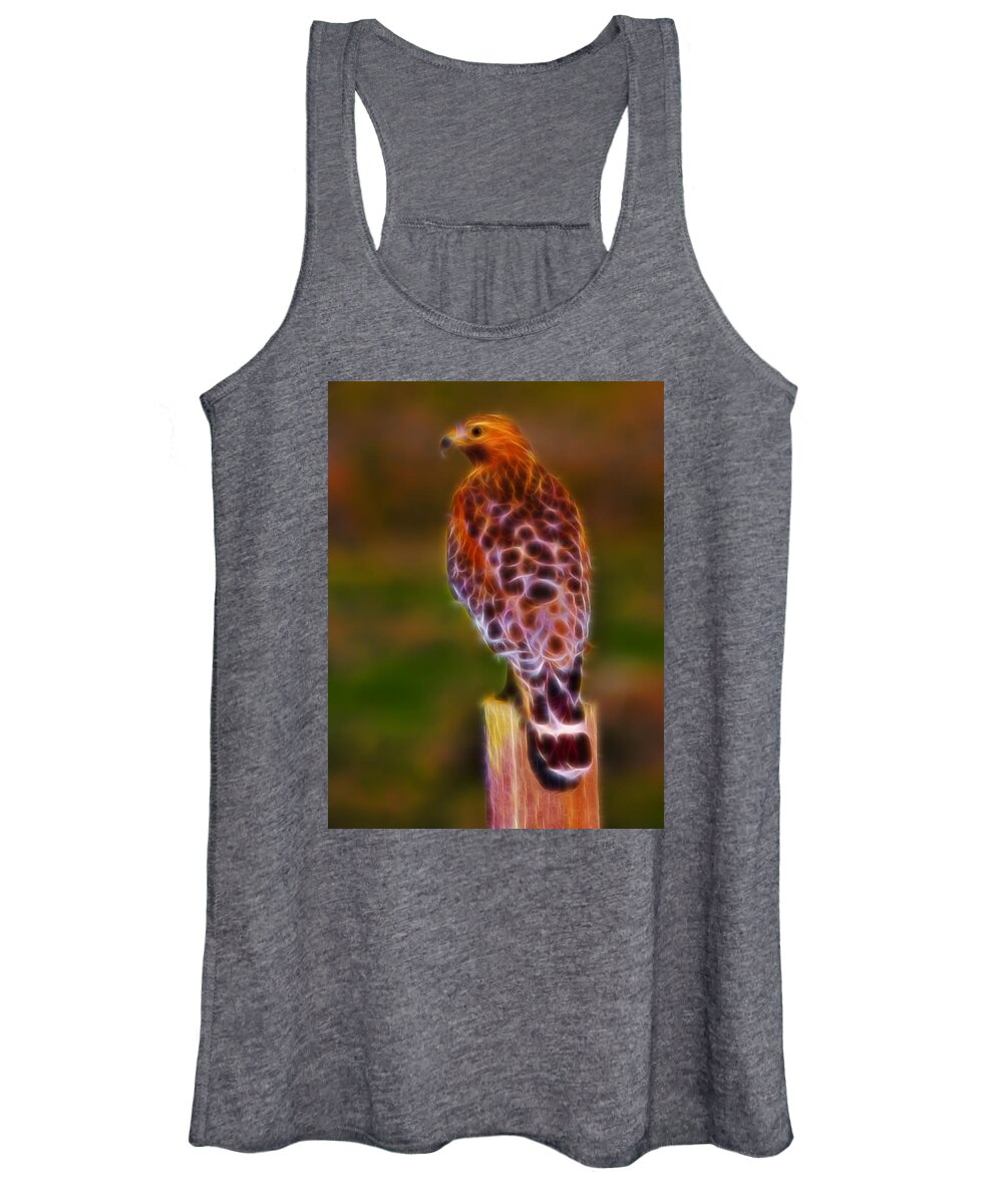 Abstract Women's Tank Top featuring the photograph Red Shouldered Hawk Fractal by Beth Sargent