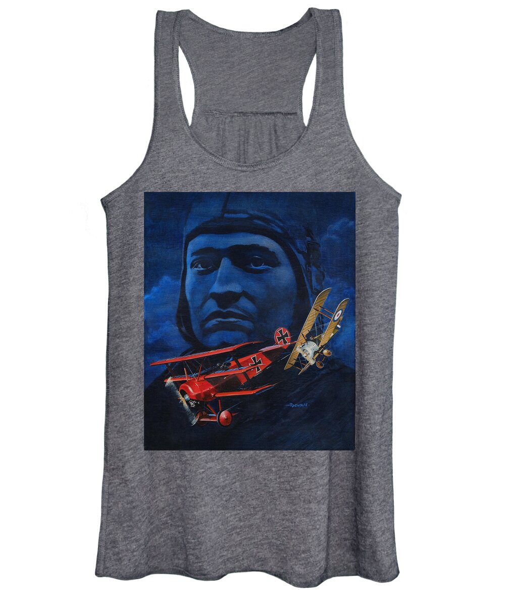 Baron Manfred Von Richthofen Women's Tank Top featuring the painting Richthofen and Brown by Richard De Wolfe