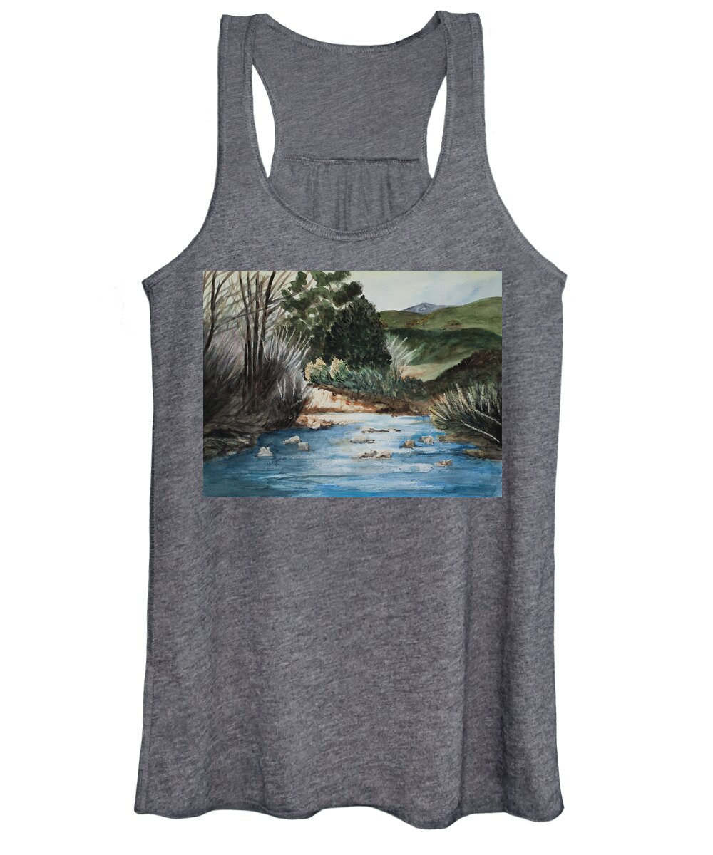 Artwork Women's Tank Top featuring the painting Riverscape by Lee Beuther