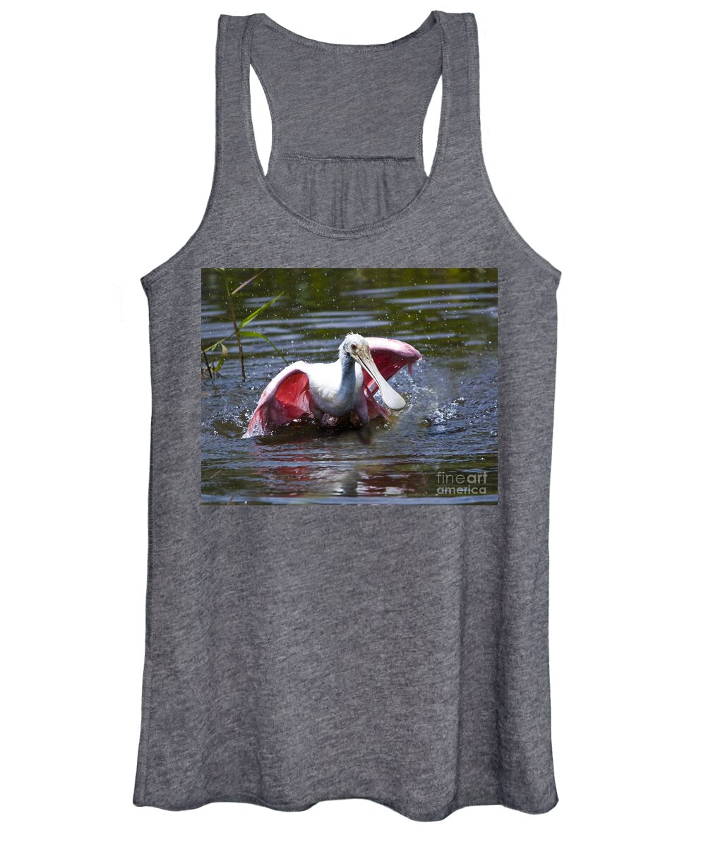 Roseate Spoonbill Women's Tank Top featuring the photograph Roseate Spoonbill by John Greco