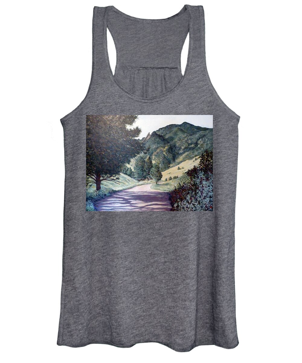 Boulder Women's Tank Top featuring the painting Sanitas Trail Boulder Colorado by Tom Roderick
