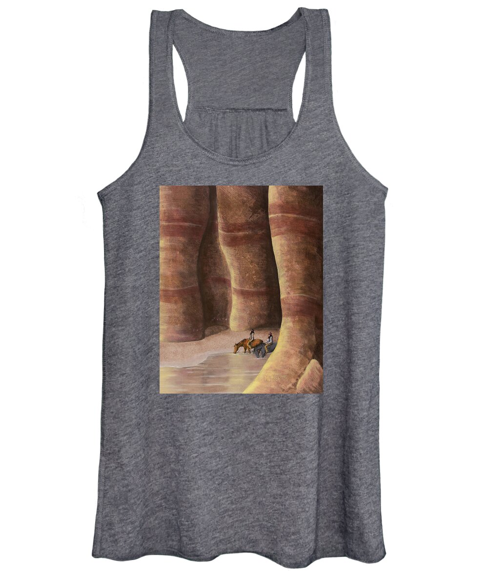 Southwest Canyon Women's Tank Top featuring the painting Signs of the Past by Jack Malloch