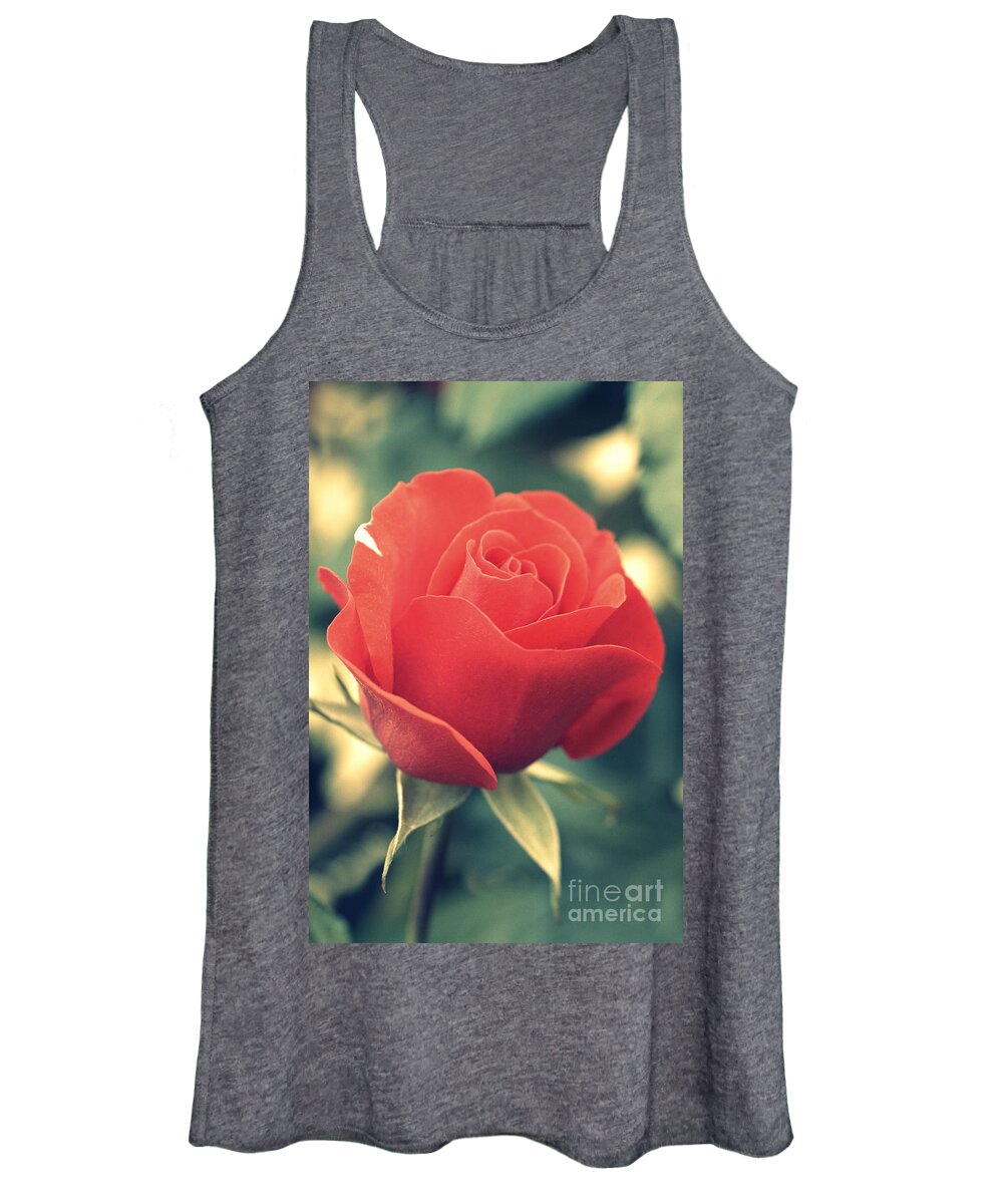 Gift Women's Tank Top featuring the photograph Single red Rose by Amanda Mohler