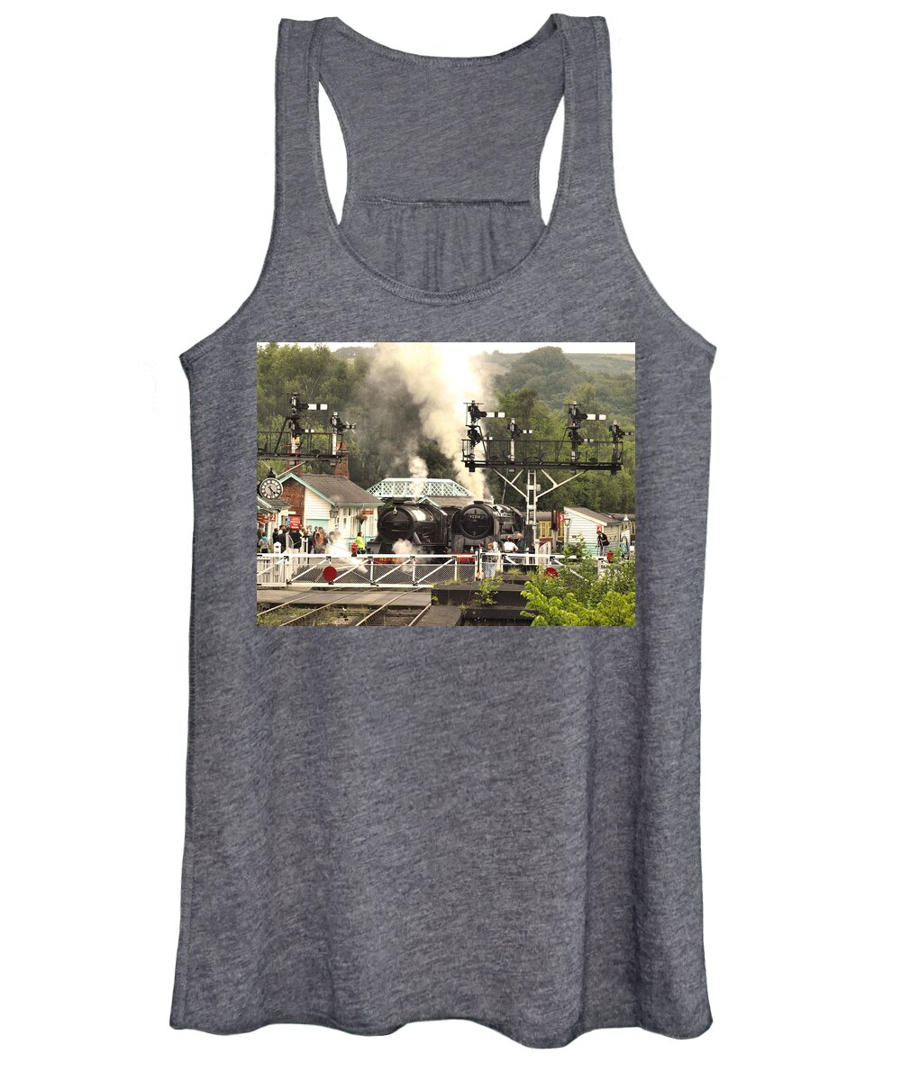 Railways Women's Tank Top featuring the photograph Smoke And Steam by Richard Denyer