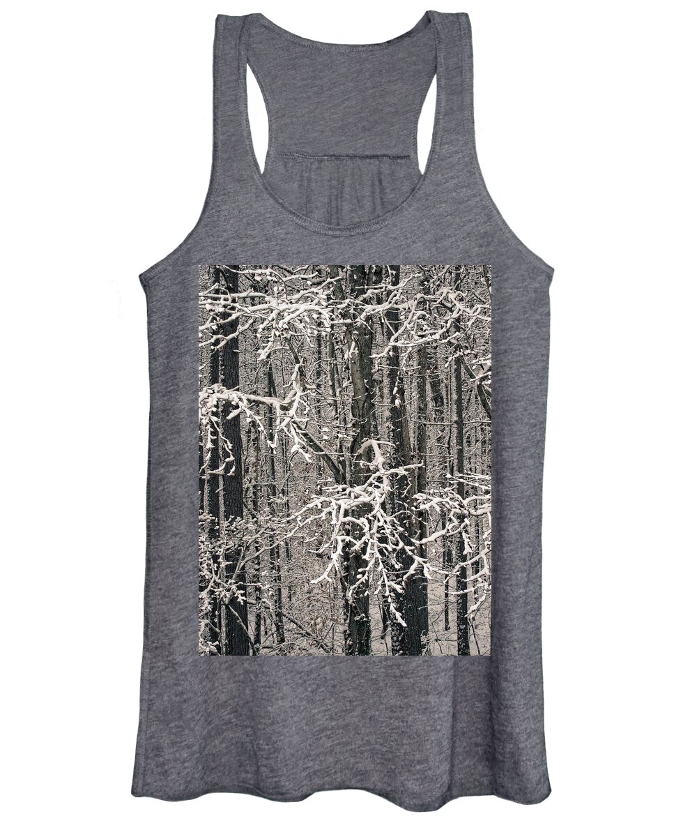 Landscape Women's Tank Top featuring the photograph Snowy Woods by Carol Whaley Addassi
